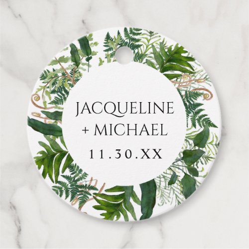 Emerald Forest Foliage Watercolor Greenery Bridal  Favor Tags