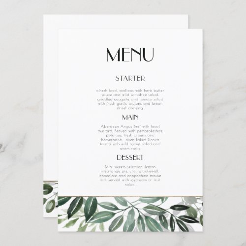 Emerald Forest Menu Invitation