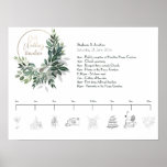 Emerald Forest Wedding timeline poster<br><div class="desc">A beautiful hunters green leafy rustic wedding design with a botanical theme. Lush green leaves in sage green, emerald, dark forest green, complimented with a subtle faux gold frame. This is a wedding timeline poster, change the text, and if required, personalise further to change the icons. Additional icons available are...</div>
