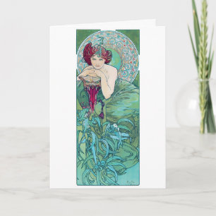 Emerald (Four Jewels), Alphonse Mucha Card