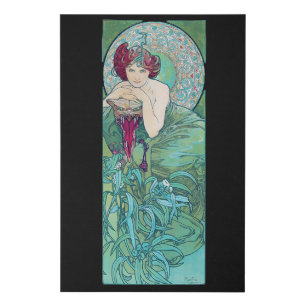 Emerald (Four Jewels), Alphonse Mucha Faux Canvas Print