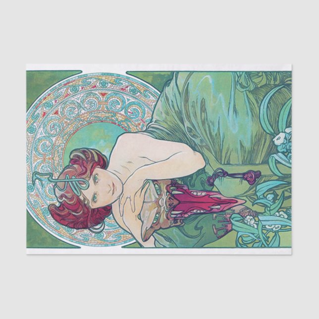 Emerald (Four Jewels), Alphonse Mucha Tissue Paper (Front)