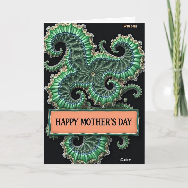 Emerald Fractal Mothers Day Card (Front)