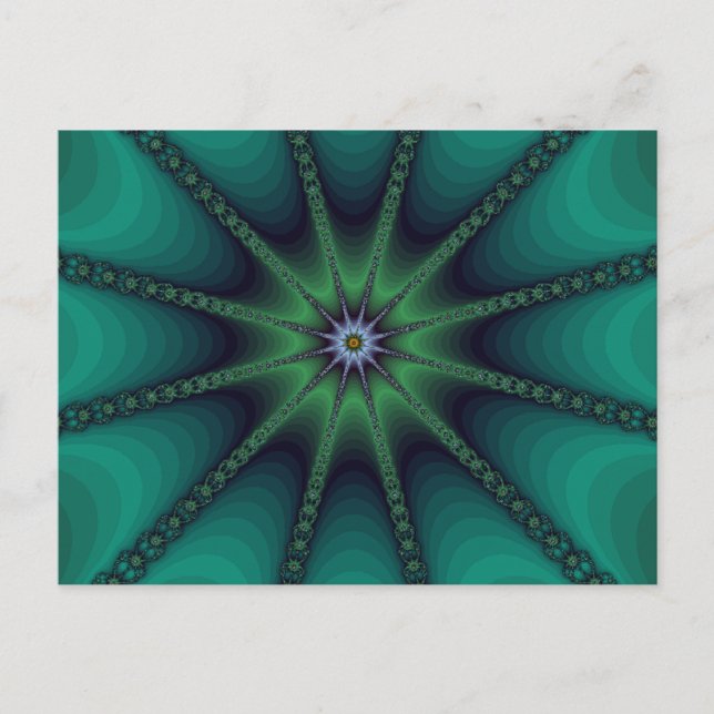 Emerald Fractal Starburst Postcard (Front)