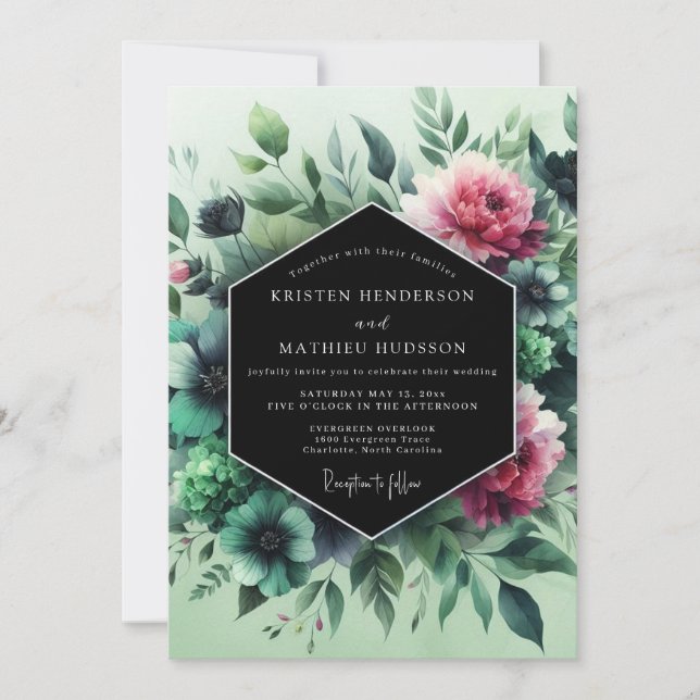 Emerald Fuchsia Vesper Wedding Invitation (Front)