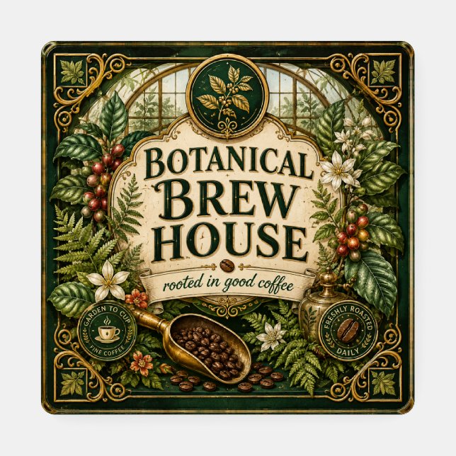 Emerald Garden Roastery Botanical Set of 4 Coffee  Coaster Set (Single)