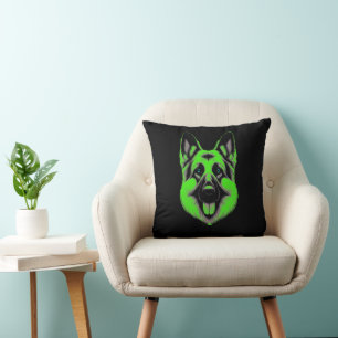 Emerald Gaze German Shepherd Throw Pillow