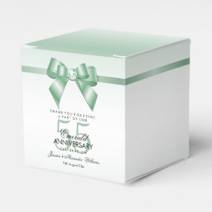 Emerald Gem Bow & Ribbon 55th Wedding Anniversary Favor Boxes