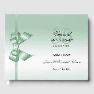 Emerald Gem Bow & Ribbon 55th Wedding Anniversary Guest Book