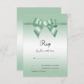 Emerald Gem Bow & Ribbon 55th Wedding Anniversary RSVP Card (Front/Back)