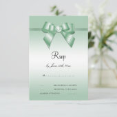 Emerald Gem Bow & Ribbon 55th Wedding Anniversary RSVP Card (Standing Front)