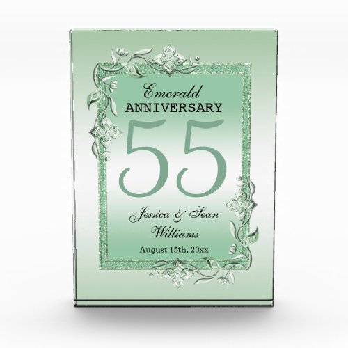 Emerald Gem  Glitter 55th Wedding Acrylic Award