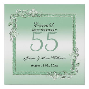 Emerald Gem & Glitter 55th Wedding Anniversary   Faux Canvas Print