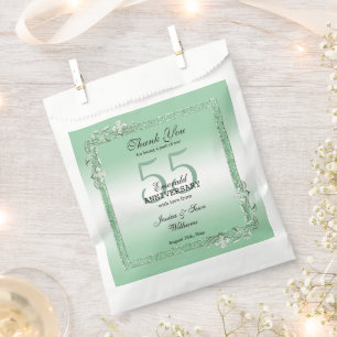 Emerald Gem & Glitter 55th Wedding Anniversary Favor Bag