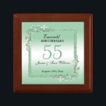 Emerald Gem & Glitter 55th Wedding Anniversary Gift Box<br><div class="desc">Glamorous and elegant posh 55th Emerald Wedding Anniversary gift box with stylish emerald green gem stone jewels corner antique decorations and matching colored glitter border frame. A romantic design for your celebration. All text, font and font color is fully customizable to meet your requirements. If you would like help to...</div>
