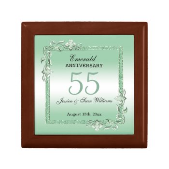 Emerald Gem & Glitter 55th Wedding Anniversary Gift Box by shm_graphics at Zazzle