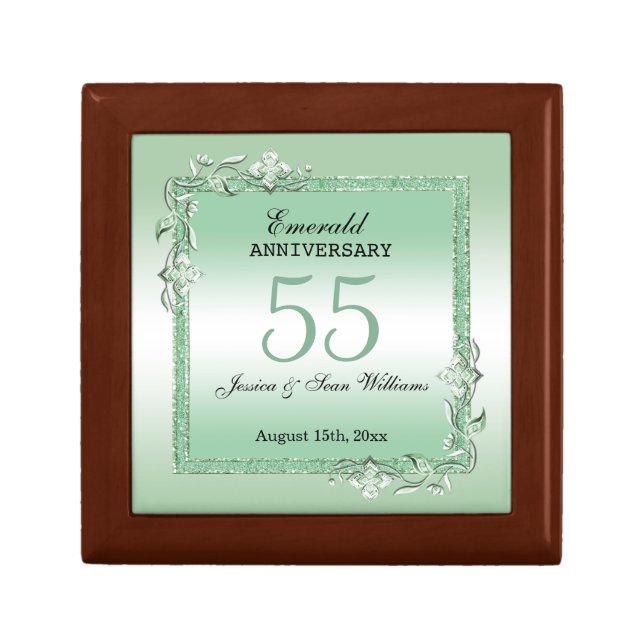 Emerald Gem & Glitter 55th Wedding Anniversary Gift Box (Front)