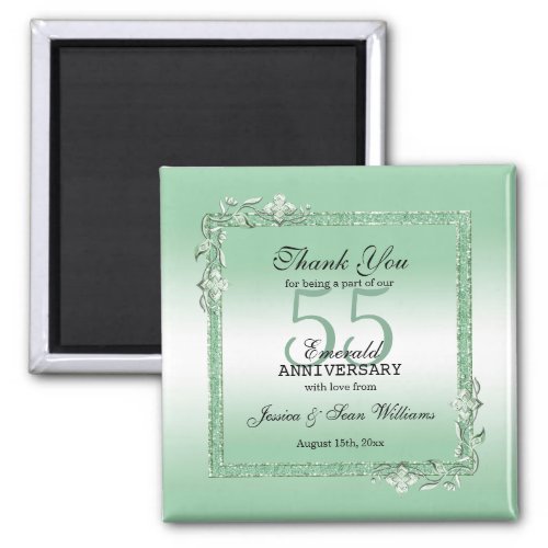 Emerald Gem  Glitter 55th Wedding Anniversary  Magnet