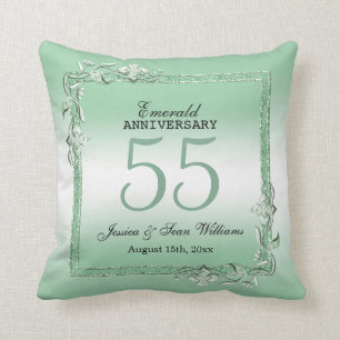 Emerald Gem & Glitter 55th Wedding Anniversary    Throw Pillow