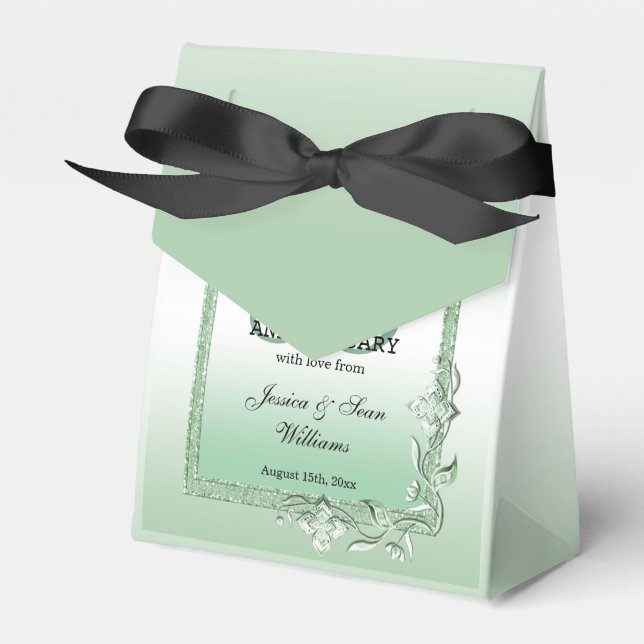 Emerald Gem & Glitter 55th Wedding Favor Boxes (Front Side)