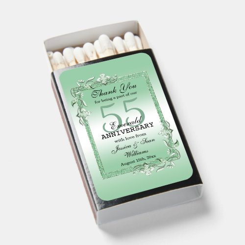 Emerald Gem  Glitter 55th Wedding  Matchboxes