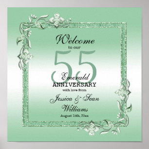 Emerald Gem & Glitter 55th Wedding Poster