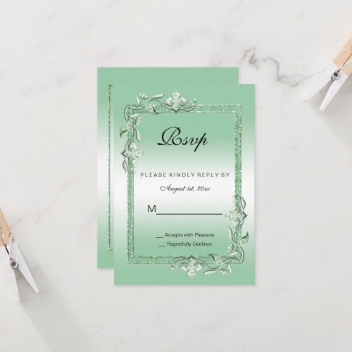 Emerald Gem  Glitter 55th Wedding  RSVP