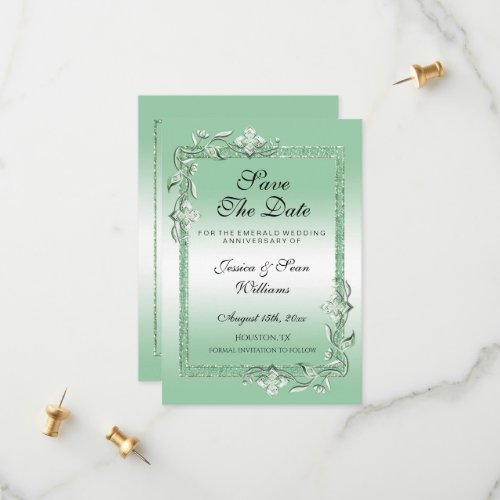 Emerald Gem  Glitter 55th Wedding Save The Date