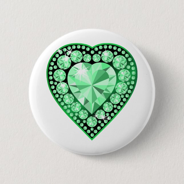 Emerald Gem Heart Button (Front)