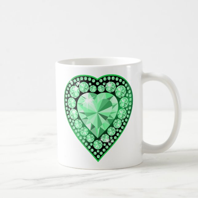 Emerald Gem Heart Coffee Mug (Right)