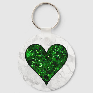 Oregon University Green Rhinestone Heart Keychain