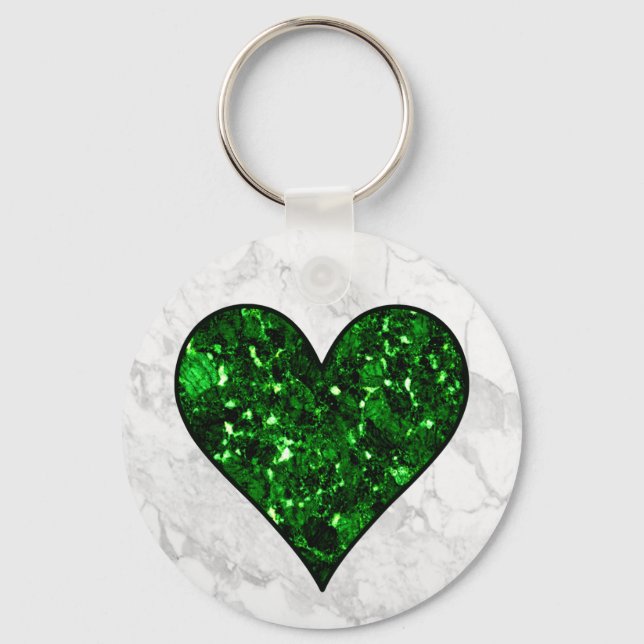 Emerald Gem Heart Keychain (Front)