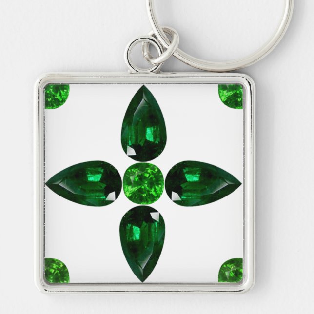 Emerald Gemstone Art, Green Keychain (Front)