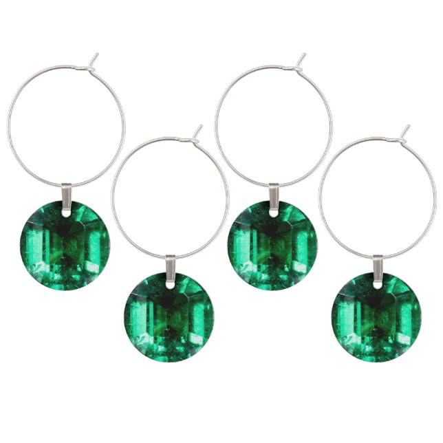 Emerald Gemstone Birthday Wine Charm (Staggered)
