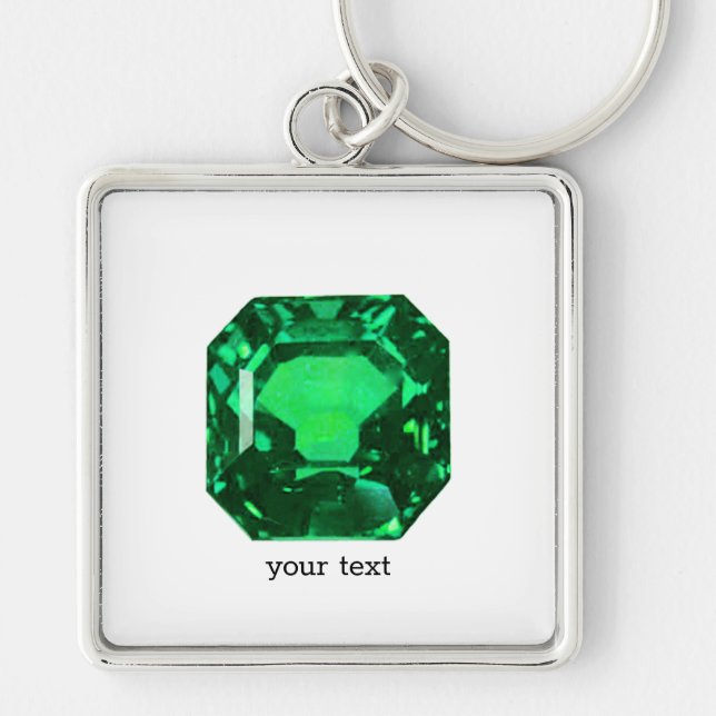 Emerald Gemstone, Birthstone May, Light Green Keychain (Front)