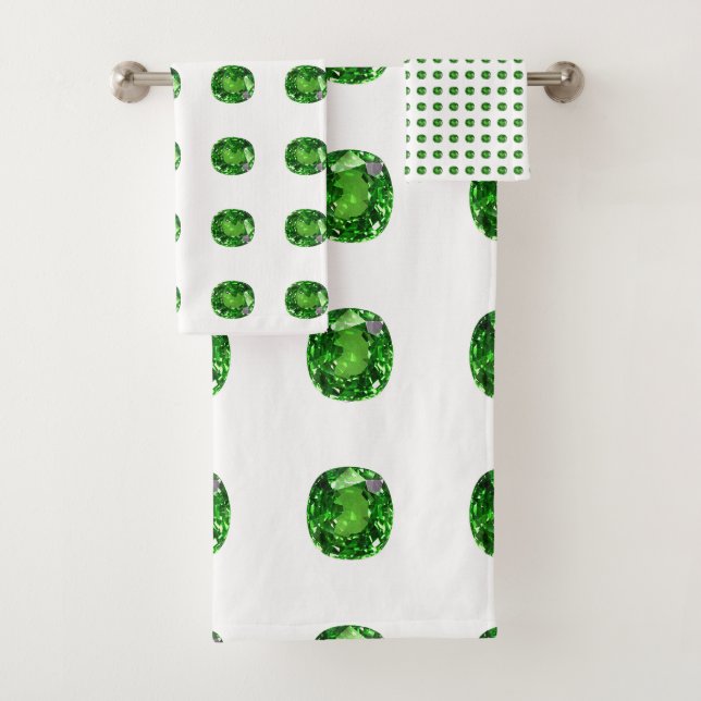 Emerald Gemstone, Green Bath Towel Set (Insitu)