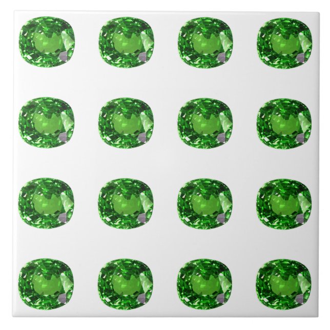 Emerald Gemstone, Green Ceramic Tile (Front)