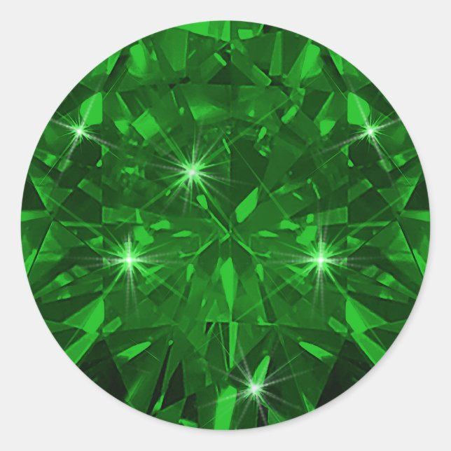 Emerald Gemstone Invitation Envelope Gift Wrap Classic Round Sticker (Front)