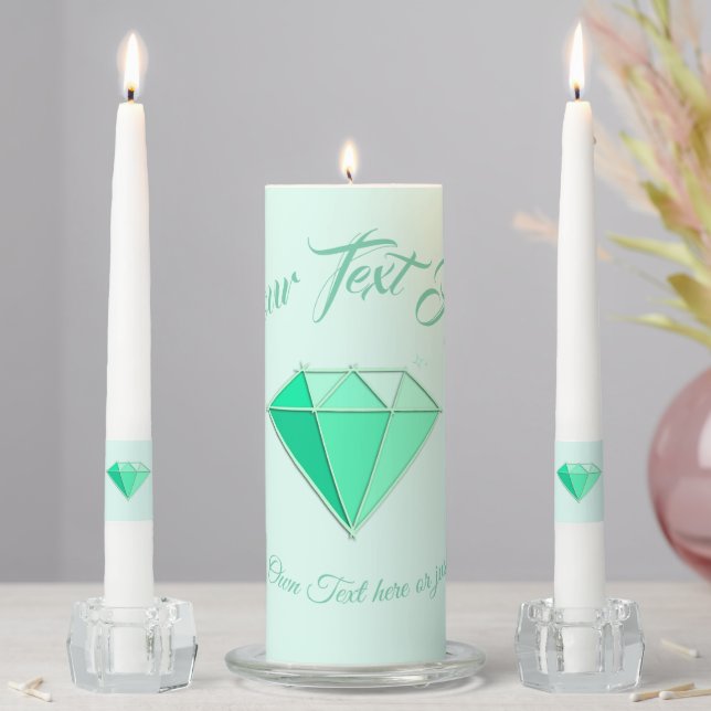 Emerald Gemstone. Jewelry. 55 Wedding Anniversary Unity Candle Set (In Situ)