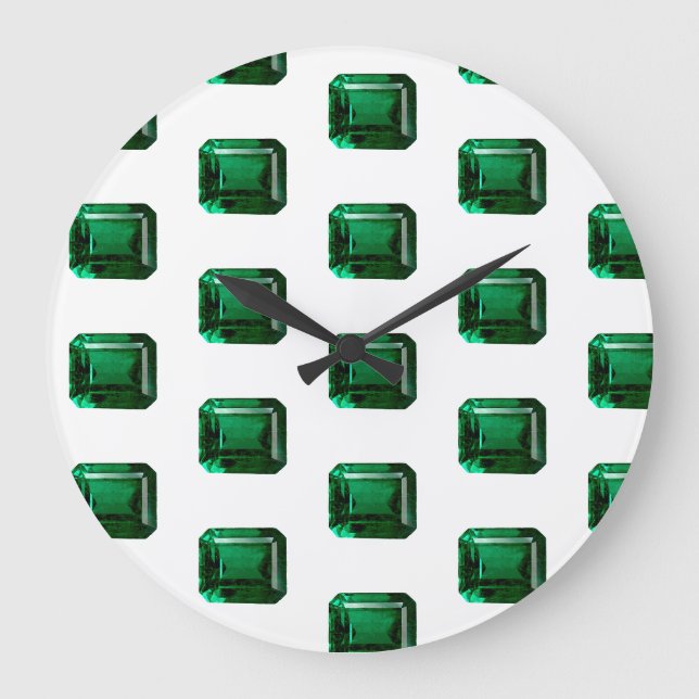 Emerald Gemstone pattern, May Birthstone Large Clock (Front)
