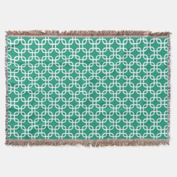 Emerald Geometric Links Pattern Throw Blanket by heartlockedhome at Zazzle