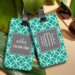 Emerald Geometric Pattern with Monograms Luggage Tag<br><div class="desc">Travel in style with a bold,  graphic design in fresh,  cheerful colors. If you need to adjust the monogram,  click on the customize it button and make changes.</div>