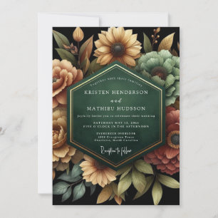 Emerald Gilded Flora Wedding Invitation
