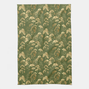 Emerald Ginkgo Elegance – Luxury Gold Botanical 10 Kitchen Towel