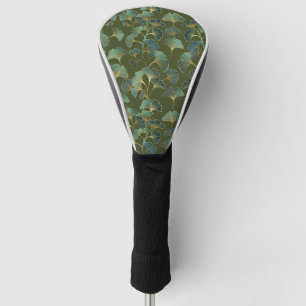 Emerald Ginkgo Elegance – Luxury Gold Botanical 1 Golf Head Cover