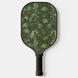 Emerald Ginkgo Elegance – Luxury Gold Botanical 1 Pickleball Paddle