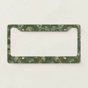 Emerald Ginkgo Elegance – Luxury Gold Botanical License Plate Frame