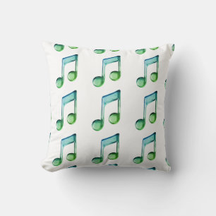 Emerald Glass Rhythms: Translucent Musical Pattern Throw Pillow