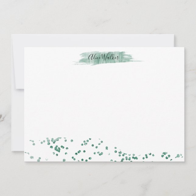 Emerald Glitter ⎢ Personalized Note Card (Front)