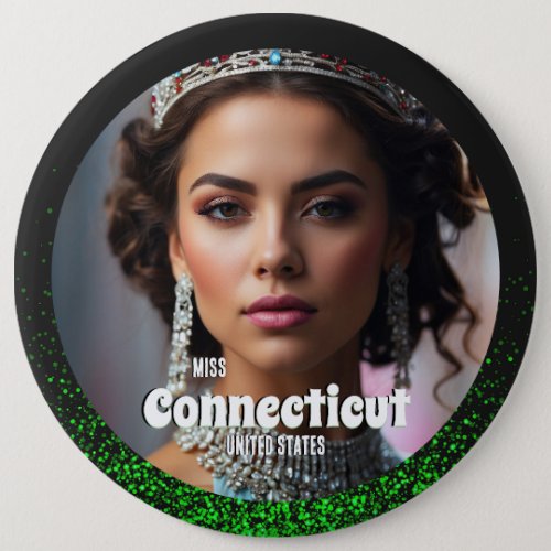 Emerald Glitz Custom Pageant Button Pin